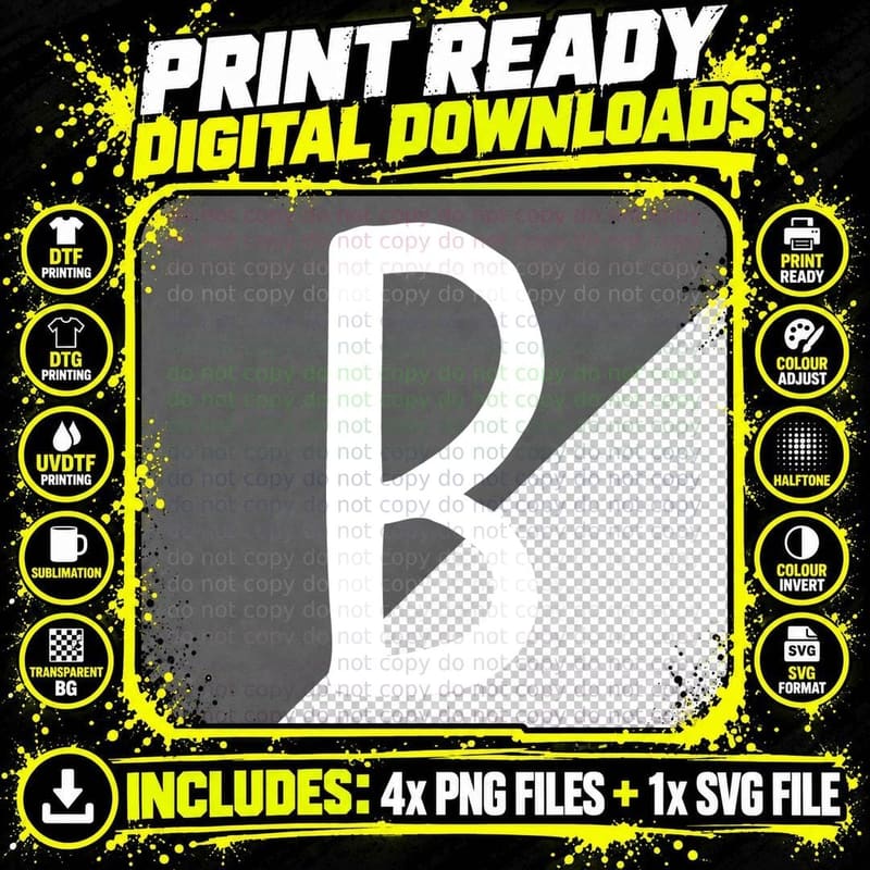 Letter B Large Simple Bold Black Minimal T-Shirt Png SVG Digital Bundle