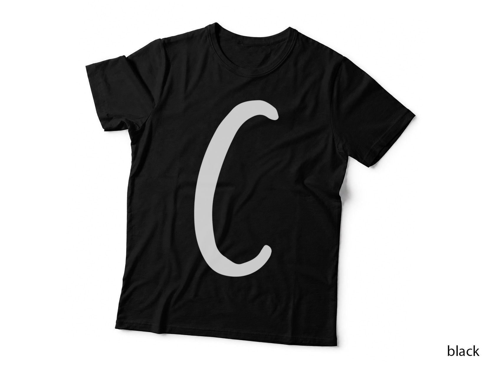 Letter C Large Simple Bold Black Minimal T-Shirt