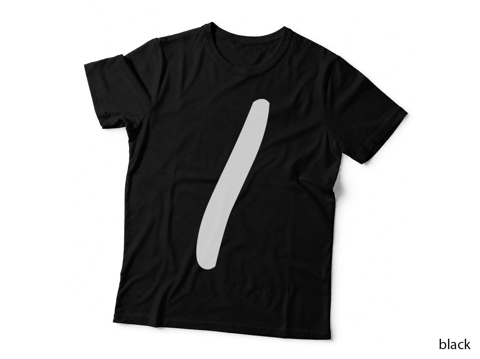 Letter I Decorative Curved Black Uppercase Serif T-Shirt