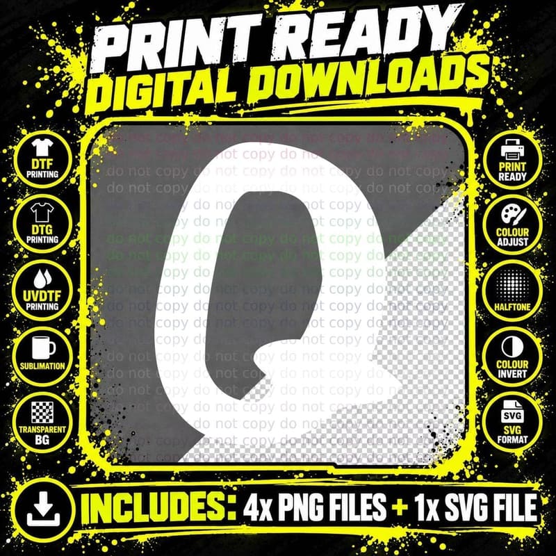 Letter Q Decorative Curved Black Uppercase Serif T-Shirt Png SVG Digital Bundle