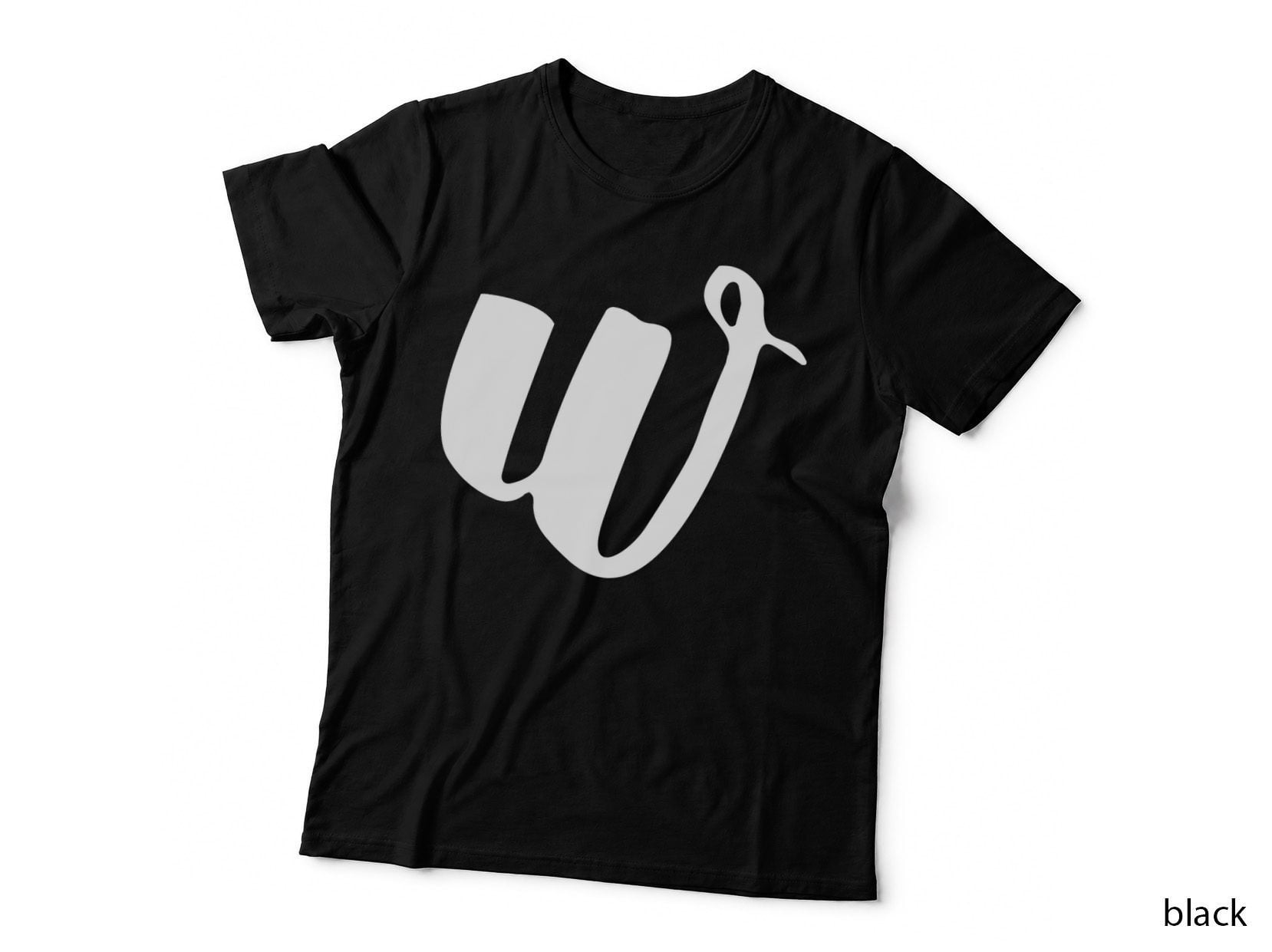 Letter W Double V-Shape Bold Black Font Minimal T-Shirt