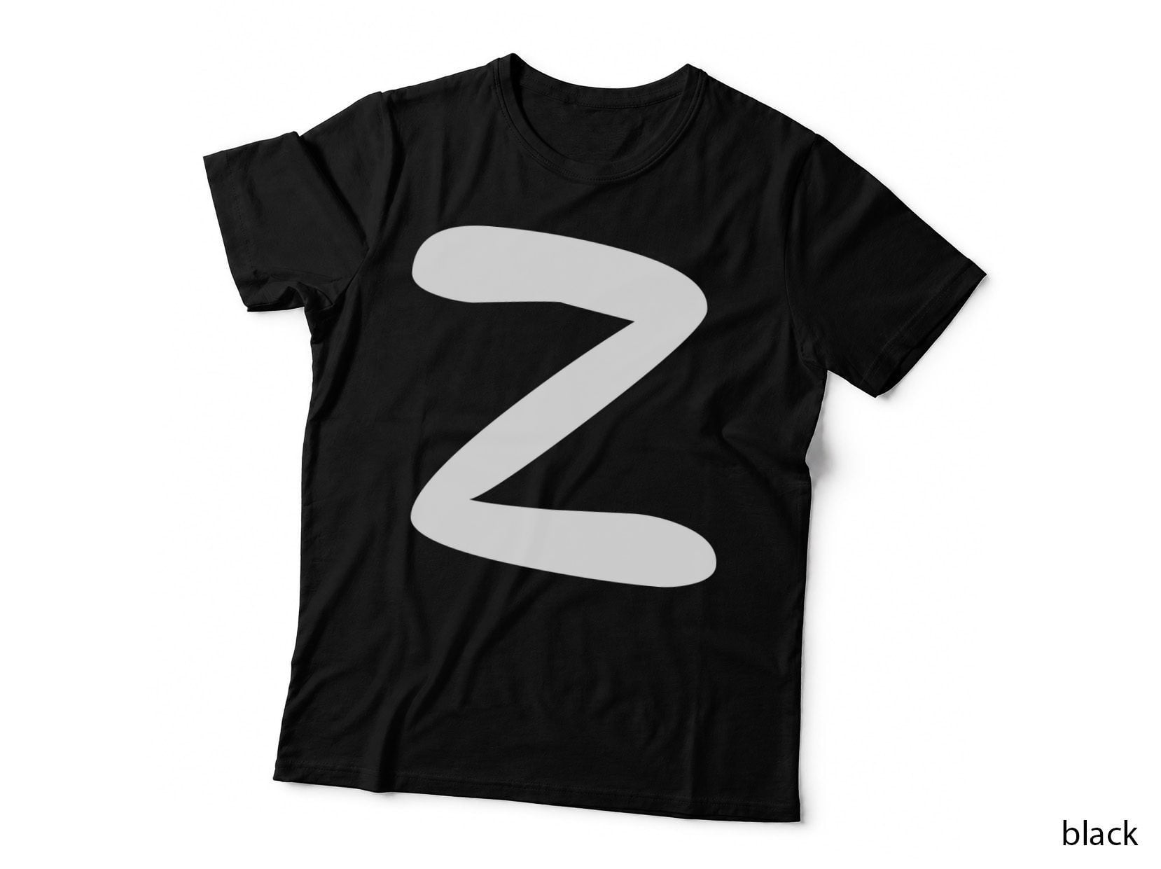 Letter Z Decorative Curved Black Uppercase Serif T-Shirt