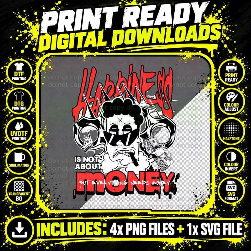 Llama Harem Is Not About Money Comic Character Red Black Png SVG Digital Bundle