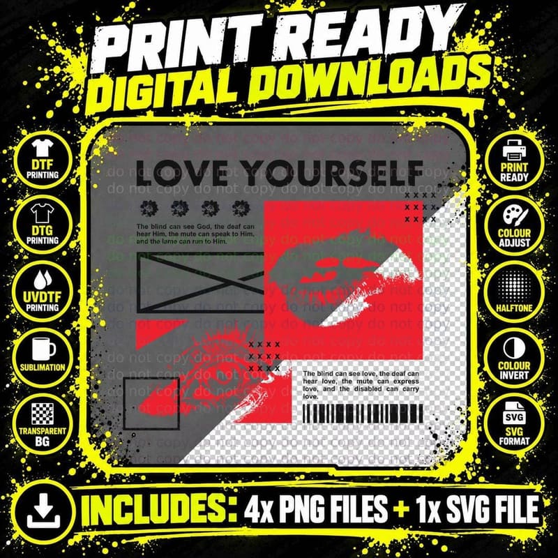 Love Yourself the Blind Can See the Deaf Hear Lips Kiss Png SVG Digital Bundle