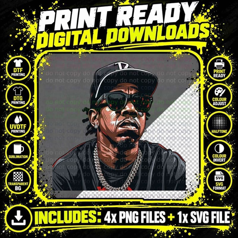 Male with Dreadlocks in Black Cap Red Tinted Sunglasses Png SVG Digital Bundle