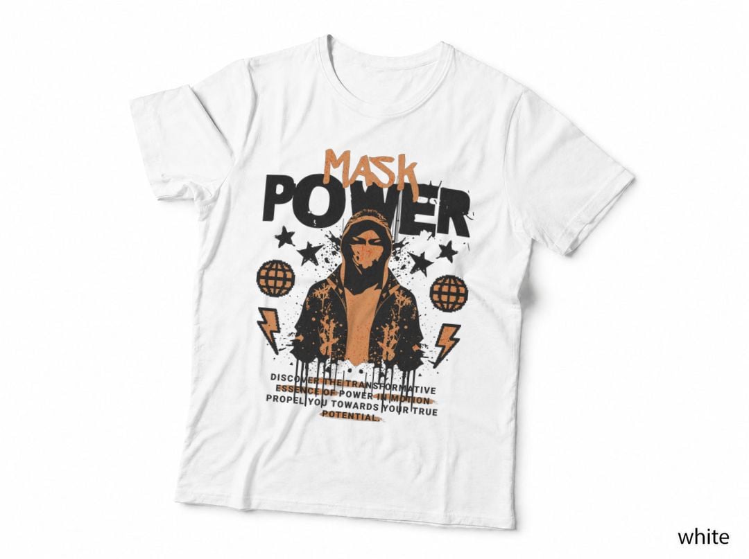 Mask Power Potential Hooded Figure Orange Black T-Shirt