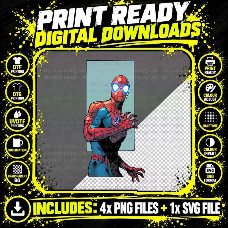Masked Superhero Crouching Glowing White Eyes Blue Red Png SVG Digital Bundle