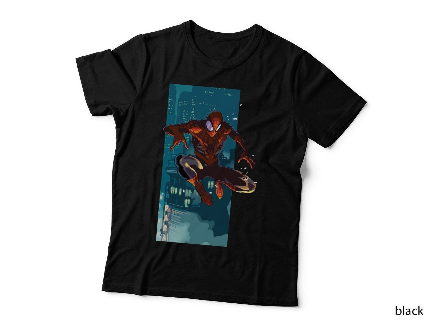 Masked Superhero Leaping Para Sepia Brown Tone Night City Buildings T-Shirt