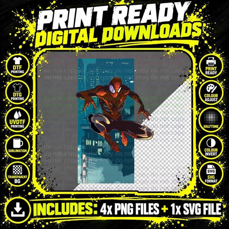 Masked Superhero Leaping Para Sepia Brown Tone Night Png SVG Digital Bundle
