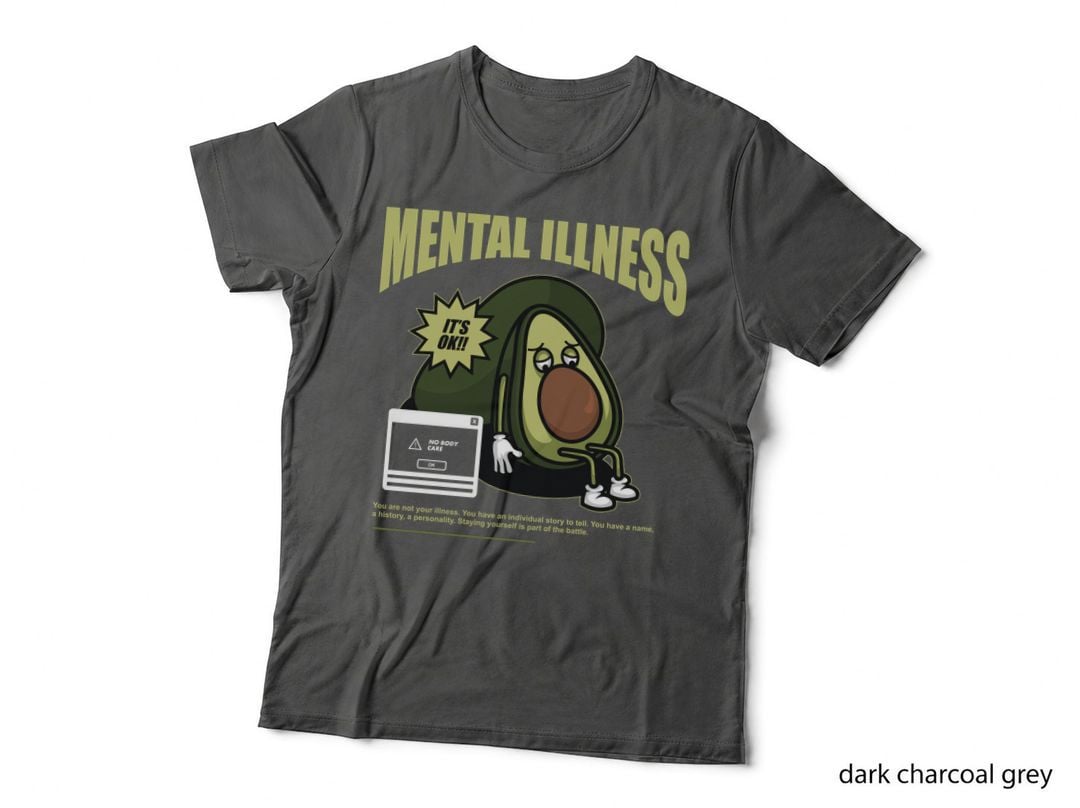 Mental Illness It's Ok No Body Care Yellow Green Avocado Health Wellness T-Shirt