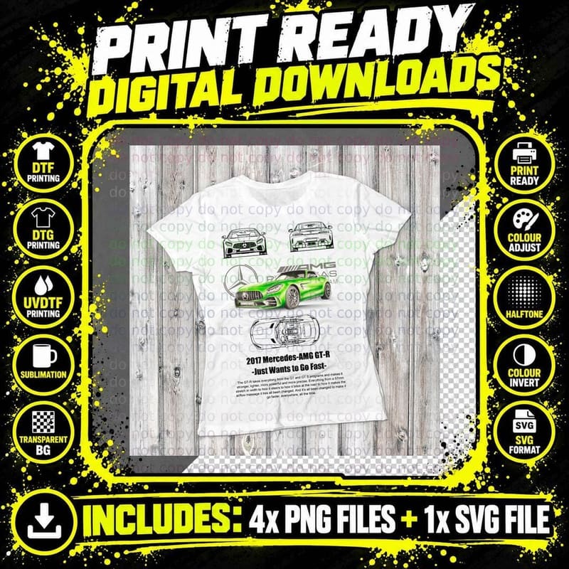 Mercedes-Amg 2017 Gt-R Green White Luxury Shirt T-Shirt Png SVG Digital Bundle