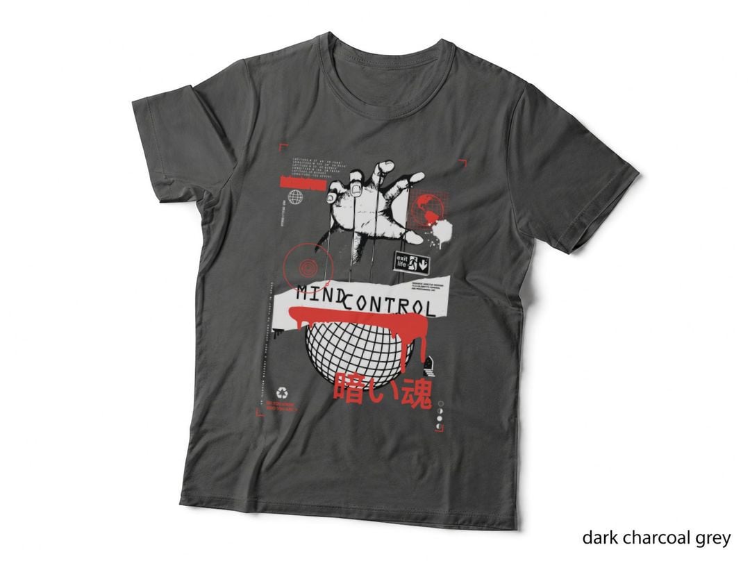 Mind Control Exit Life Fist Red Black Globe Grid World Consciousness T-Shirt