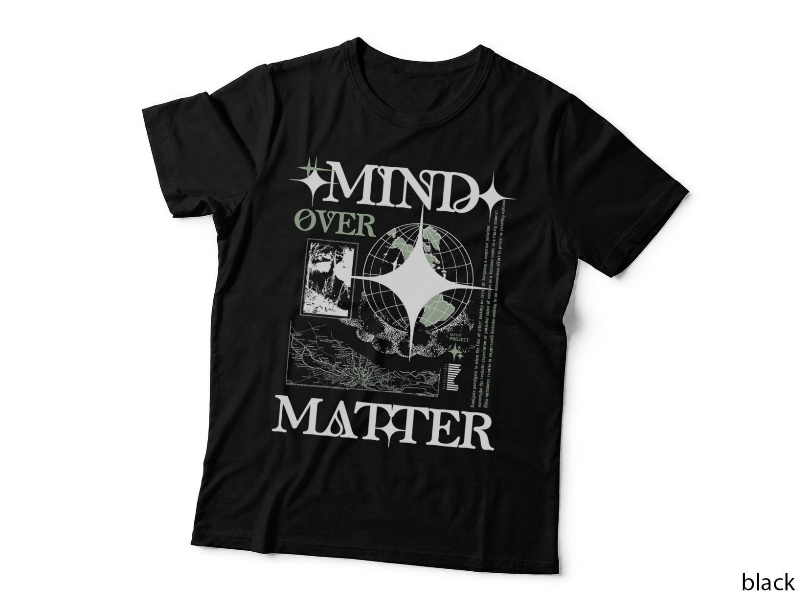 Mind Over Matter White Globe Grid Geometric Minimalist T-Shirt