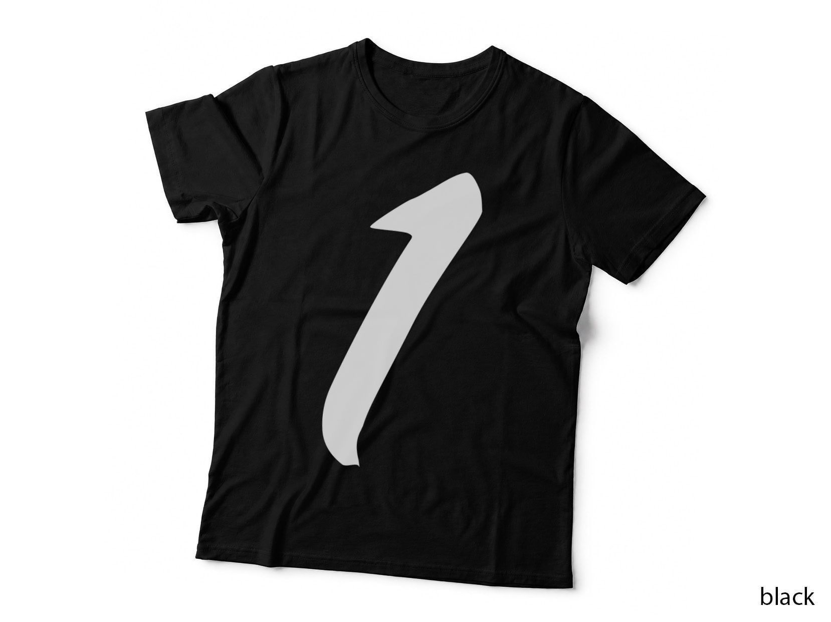 Number 1 Vertical Line One Bold Black Font T-Shirt