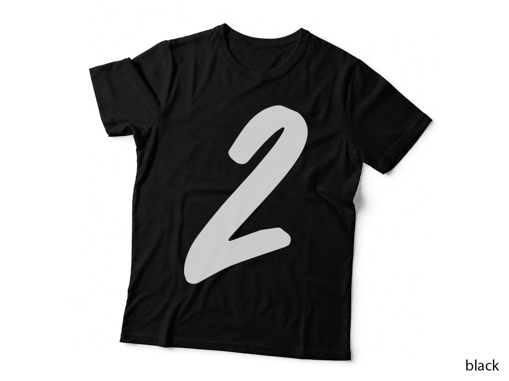 Number 2 Curved Two Bold Black Font Minimal T-Shirt