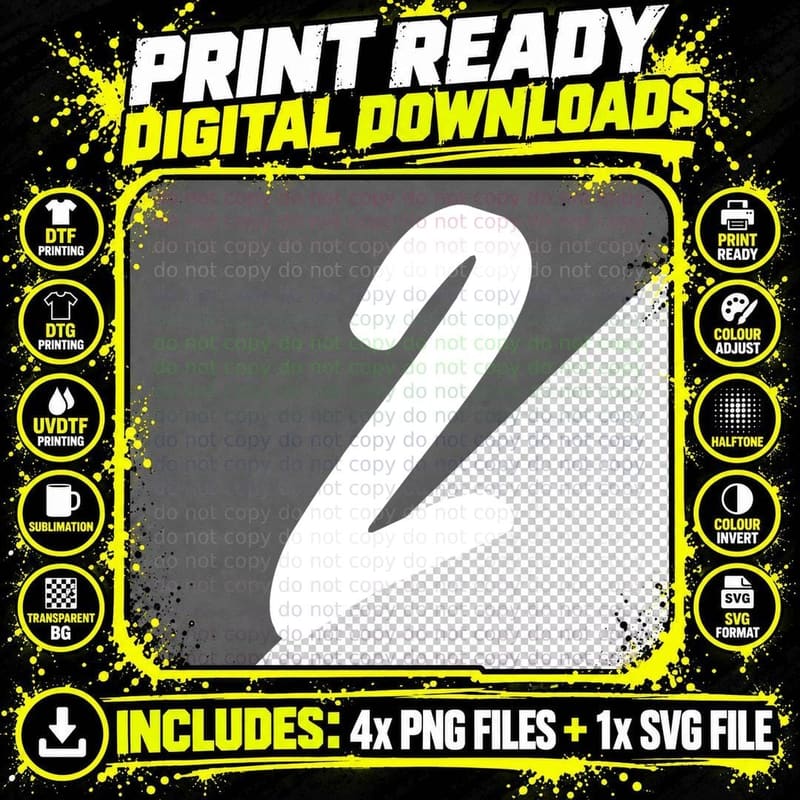 Number 2 Curved Two Bold Black Font Minimal T-Shirt Png SVG Digital Bundle