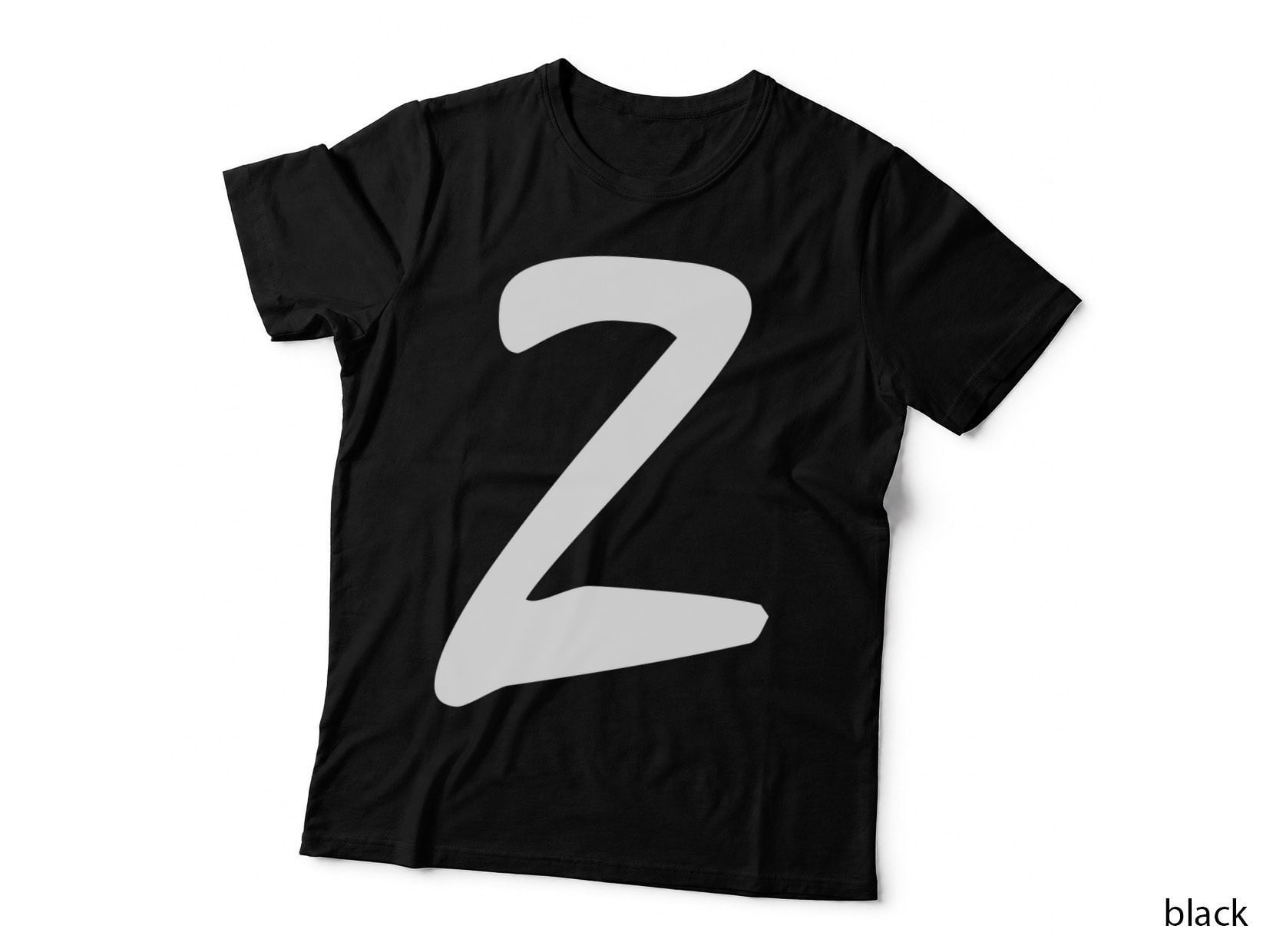 Number 2 Decorative Curved Black Numeral Serif T-Shirt