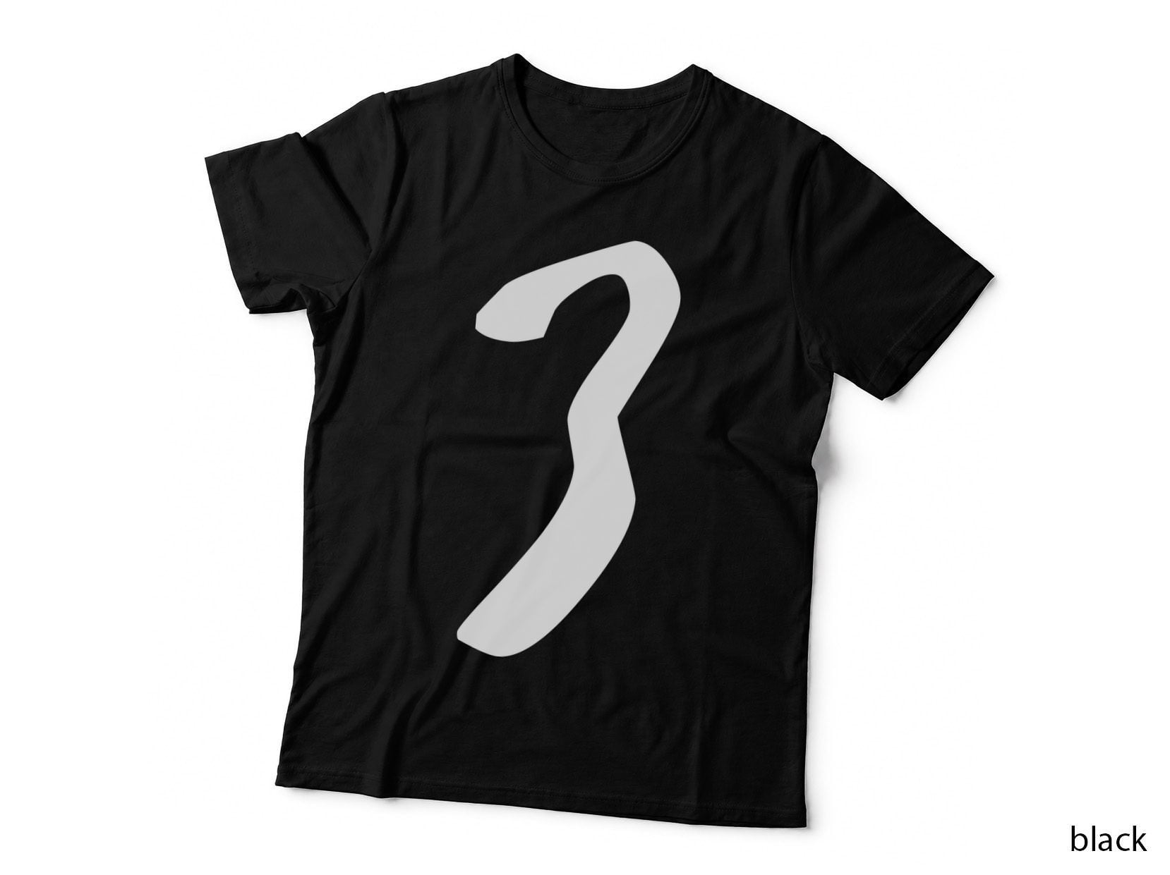 Number 3 Decorative Curved Black Numeral Serif T-Shirt