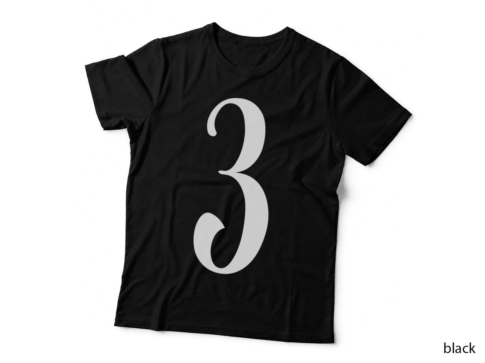 Number 3 Single Black Bold Serif Font T-Shirt