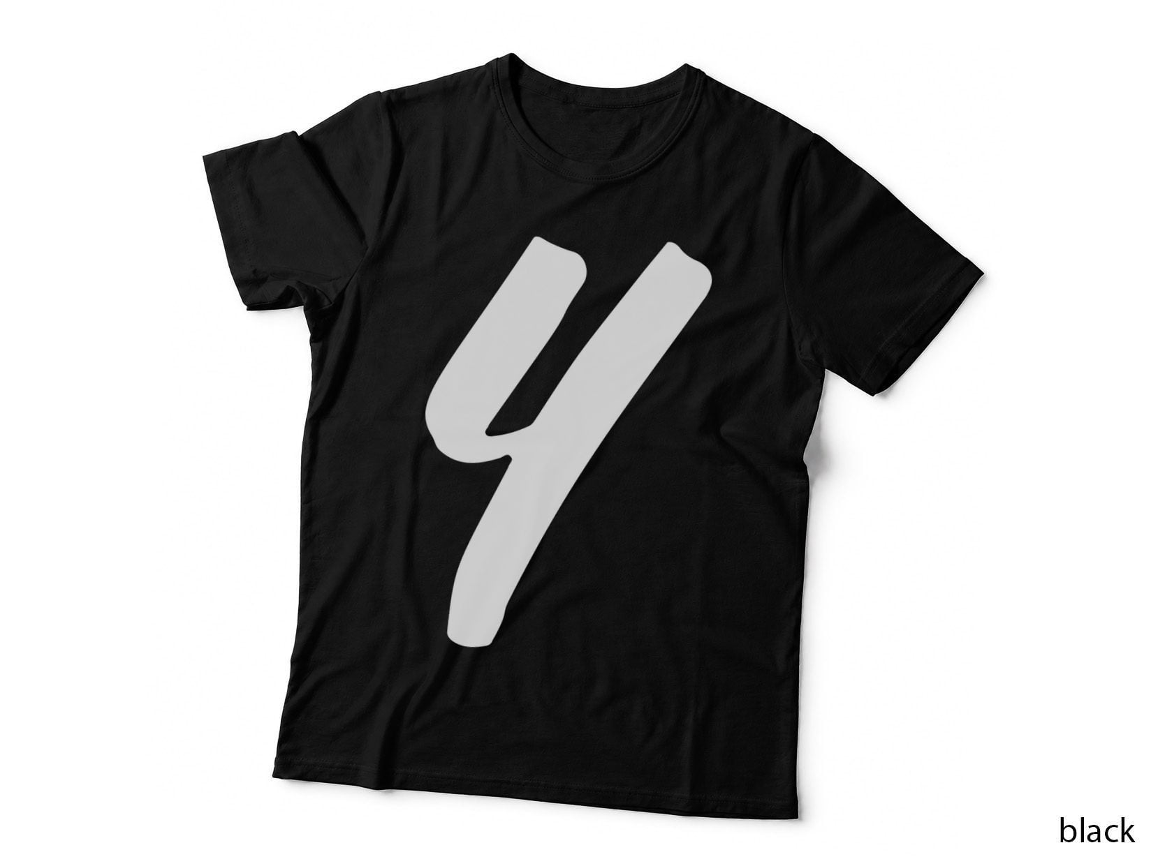 Number 4 Angular Four Bold Black Font Minimal T-Shirt