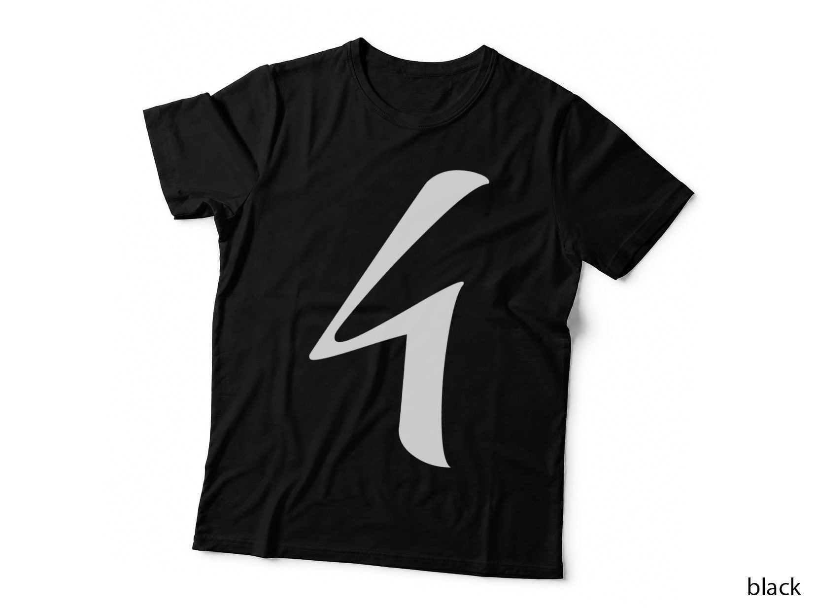Number 4 Single Black Bold Serif Font T-Shirt