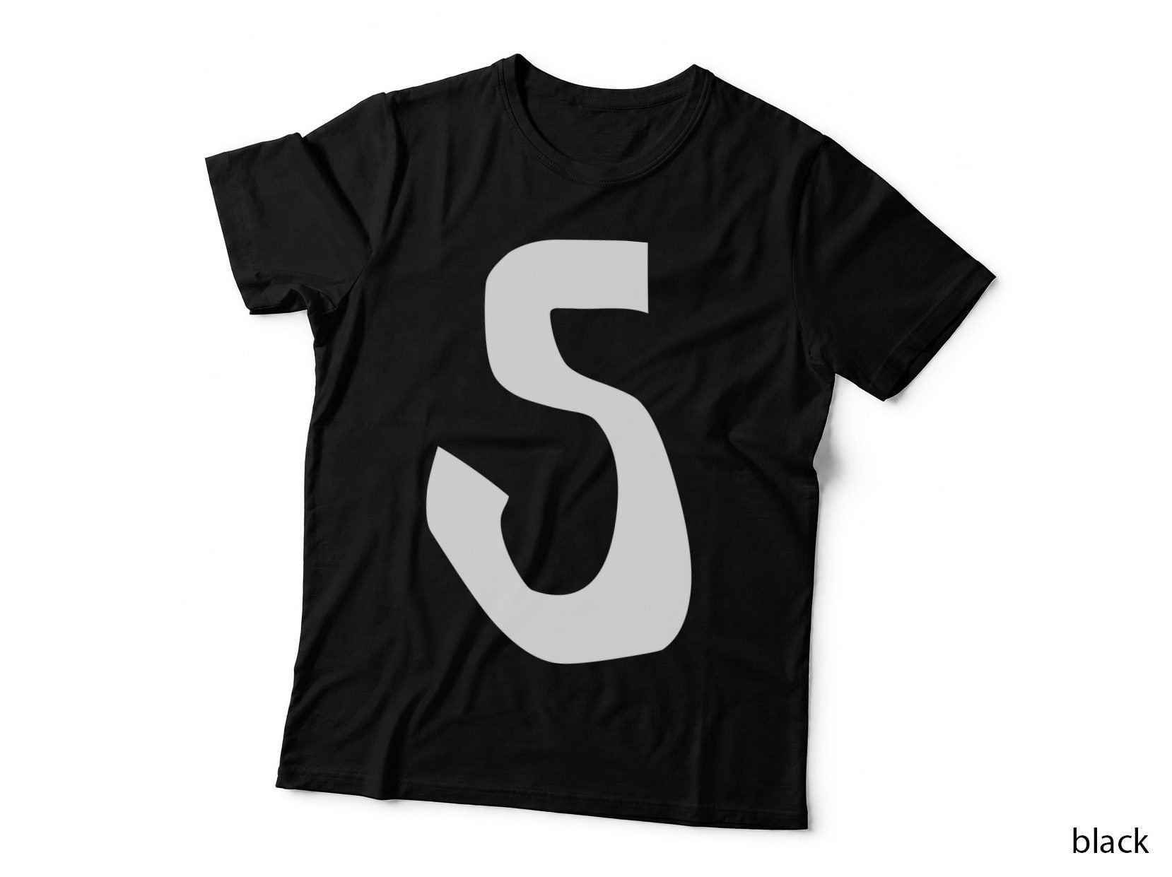 Number 5 Decorative Curved Black Numeral Serif T-Shirt