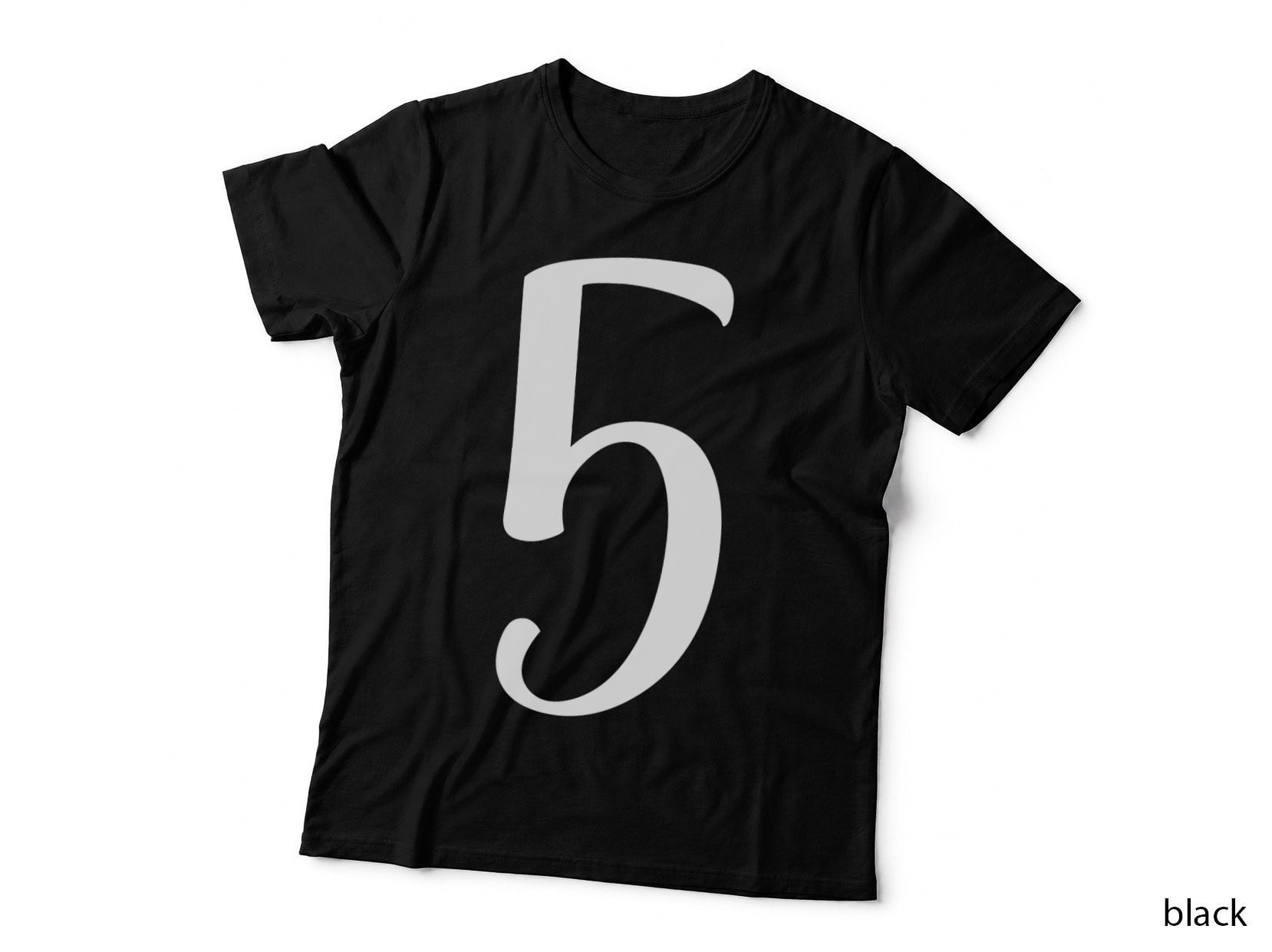 Number 5 Single Black Bold Serif Font T-Shirt