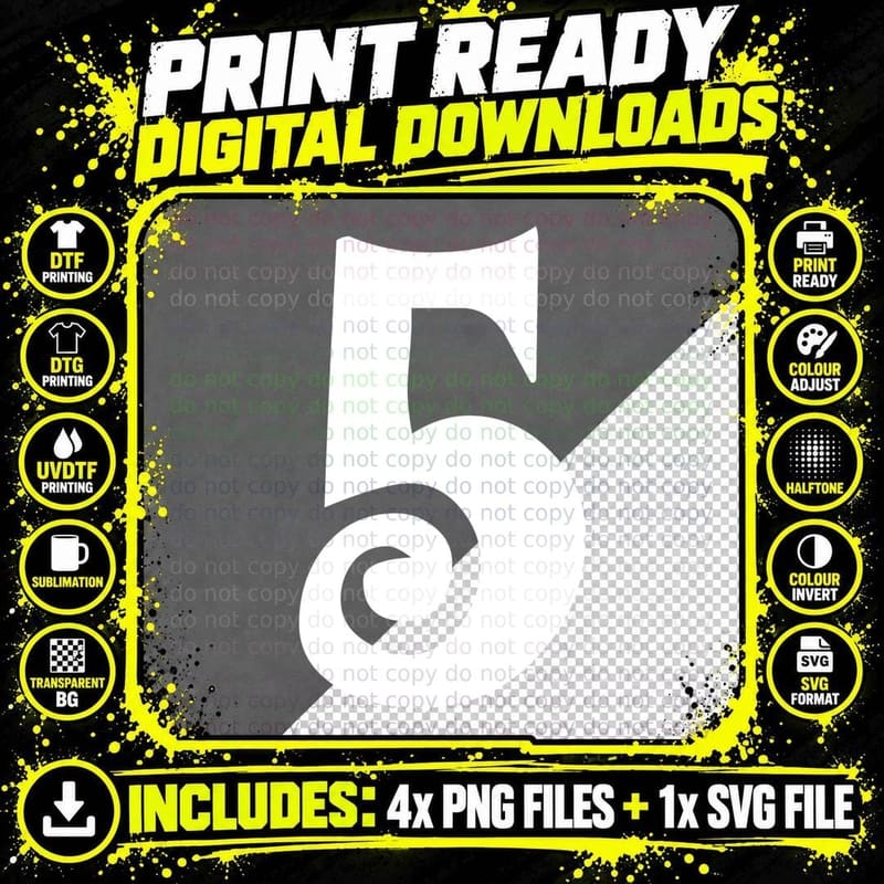 Number 5 Solid Black Numeral Serif Decorative T-Shirt Png SVG Digital Bundle