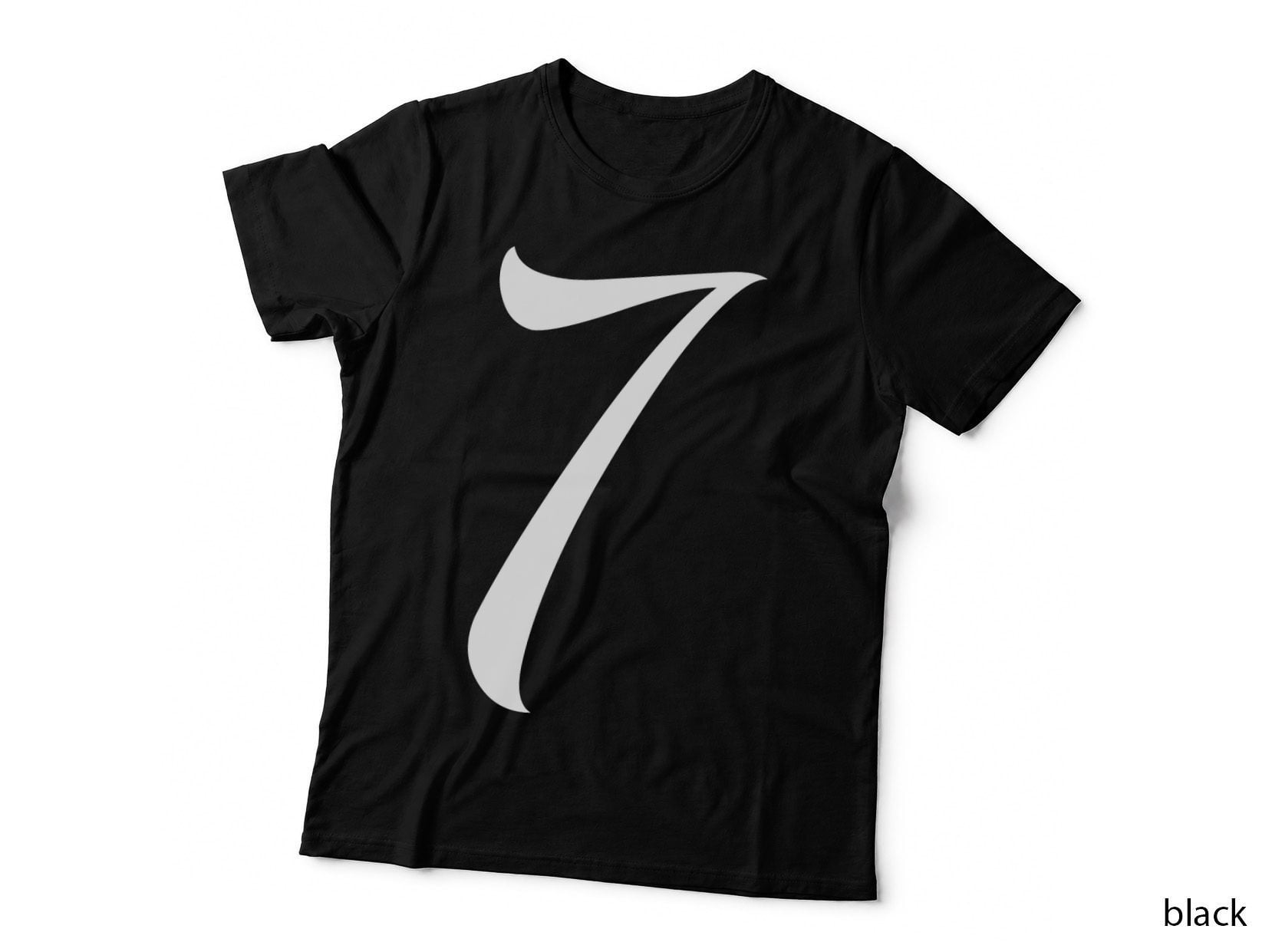 Number 7 Single Black Bold Serif Font T-Shirt