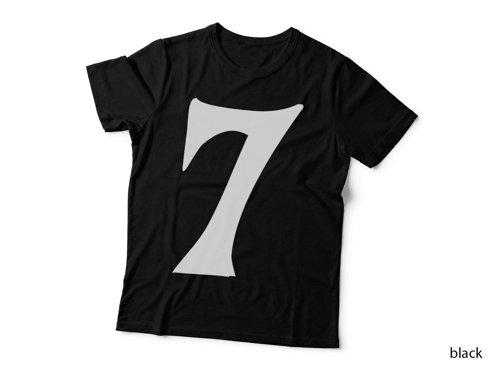 Number 7 Solid Black Numeral Serif Decorative T-Shirt