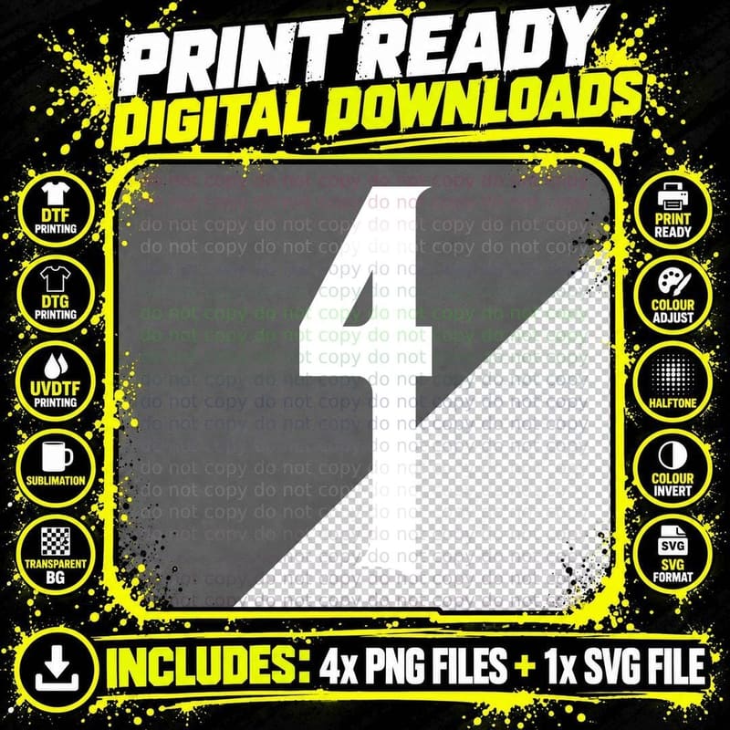 Number Four Ornamental Numeric Digit Serif Style T-Shirt Png SVG Digital Bundle