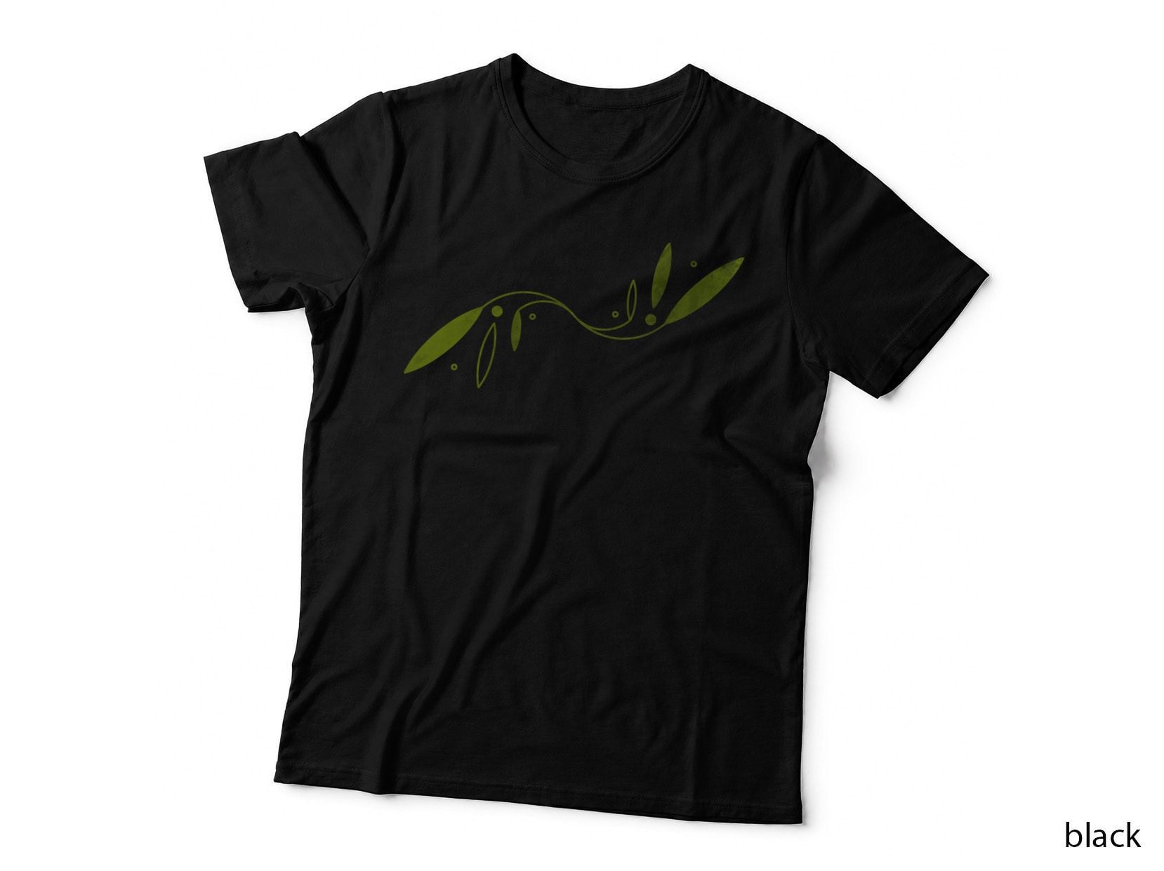 Olive Branch Yellow-Green Leaves Scattered T-Shirt