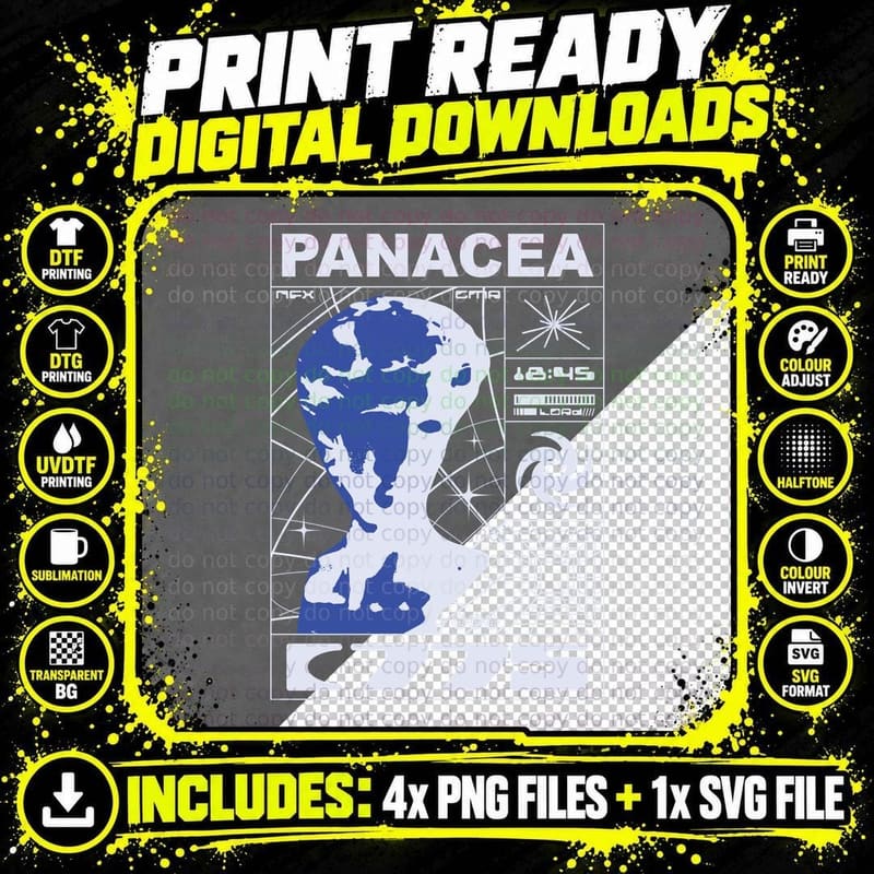 Panacea Nex Cima Blue White Geometric Grid Head Halftone Png SVG Digital Bundle