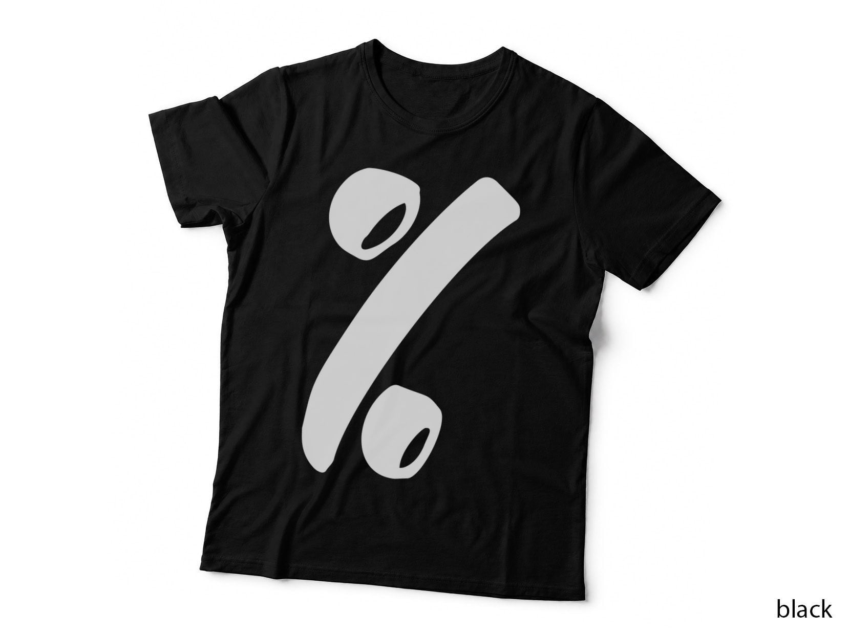 Percent Symbol with Dots Bold Black Font T-Shirt