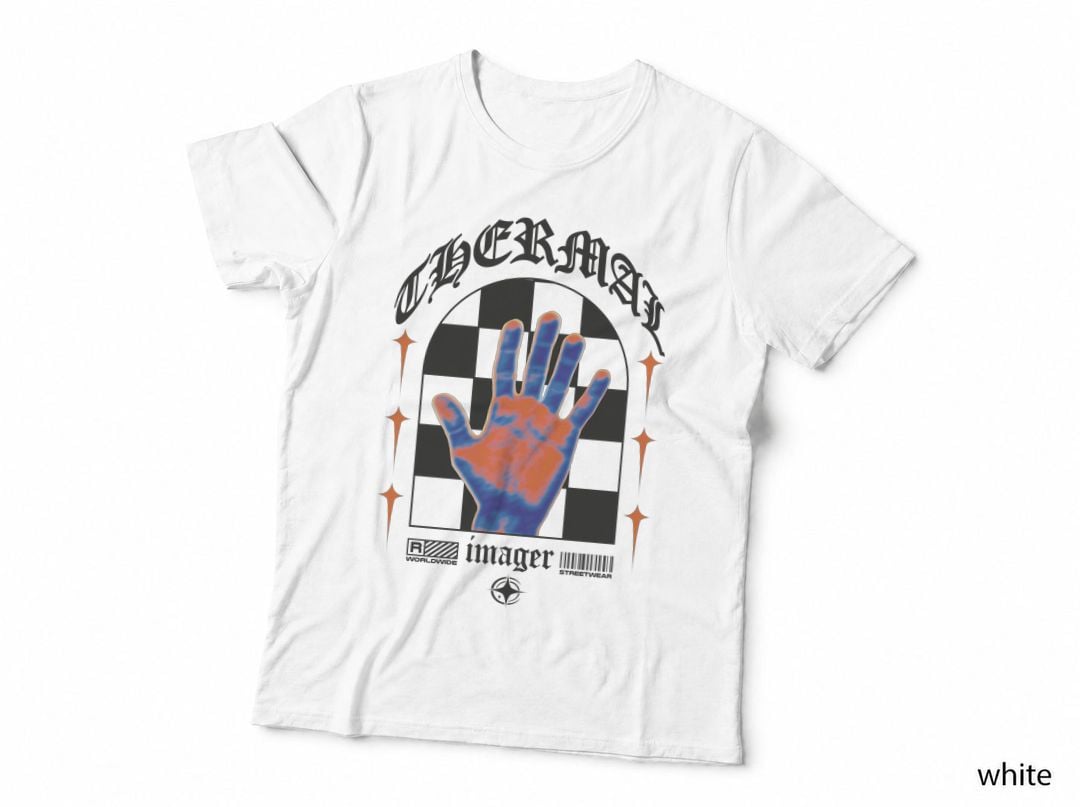 Perfect Gray Orange Checkered Hand Thermal T-Shirt