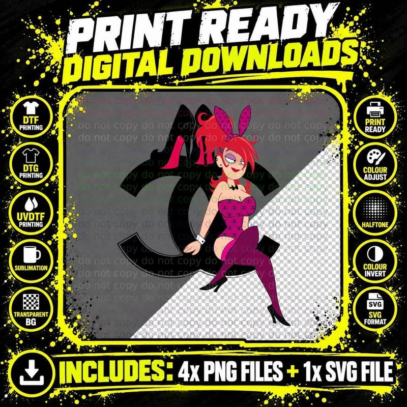 Powerpuff Girl Red Cartoon Character Harlequin T-Shirt Png SVG Digital Bundle