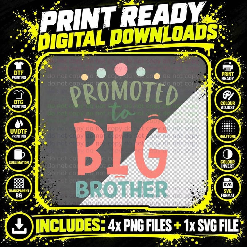 Promoted to Big Brother T-Shirt Png SVG Digital Bundle