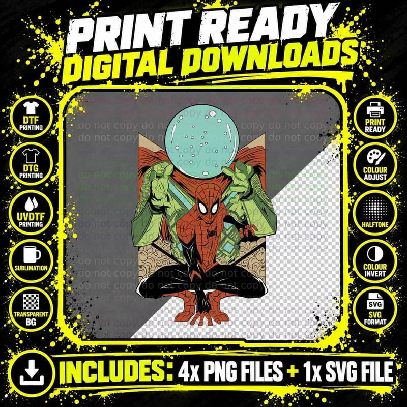 Red Masked Hero Crouching Before Hooded Figure Green Png SVG Digital Bundle