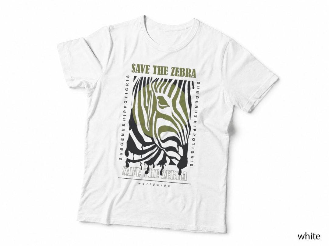 Save the Zebra Subgenus Hippotrigris the Striped Pattern Green Yellow T-Shirt