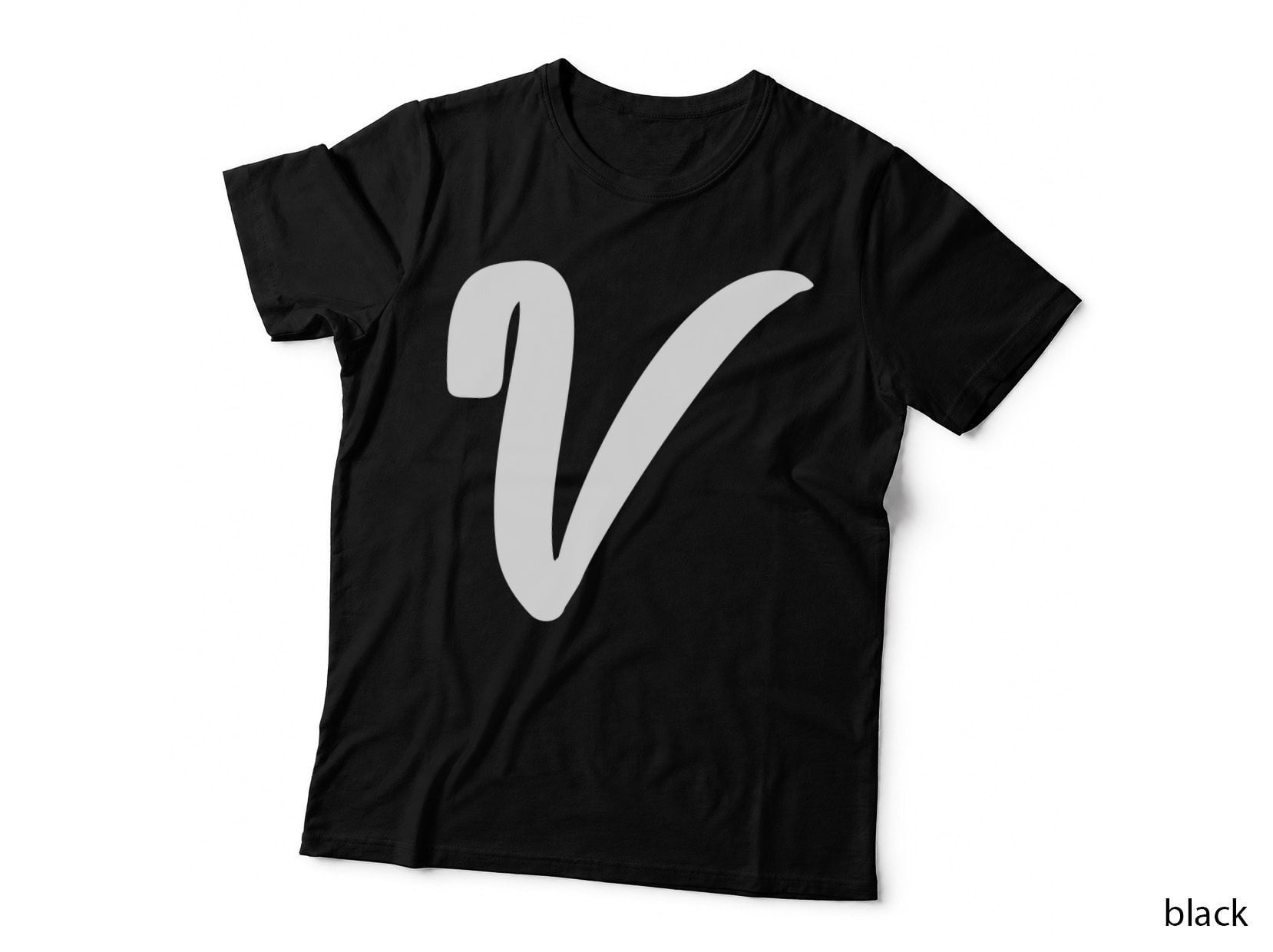 Script Letter V Italic Cursive Ornamental T-Shirt