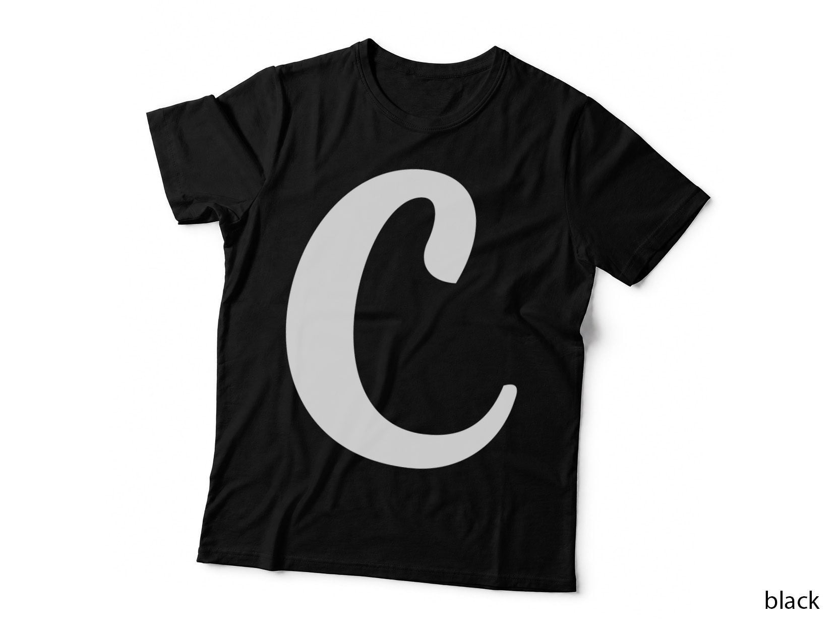 Script Lowercase Letter Cursive C Black 02 T-Shirt