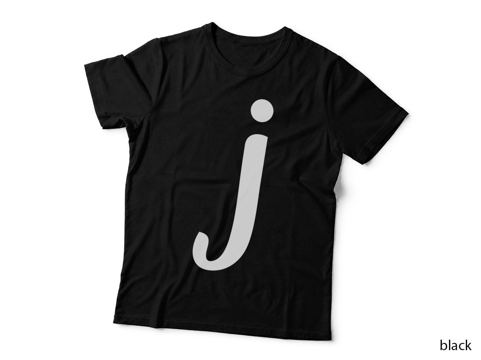 Script Lowercase Letter Cursive J Black 02 T-Shirt
