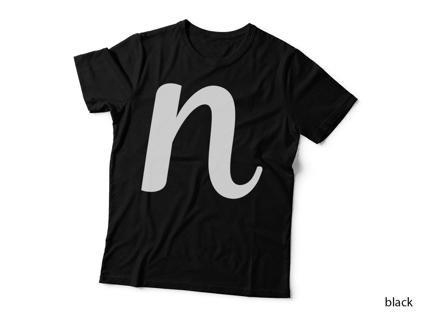 Script Lowercase Letter Cursive N Black 02 T-Shirt