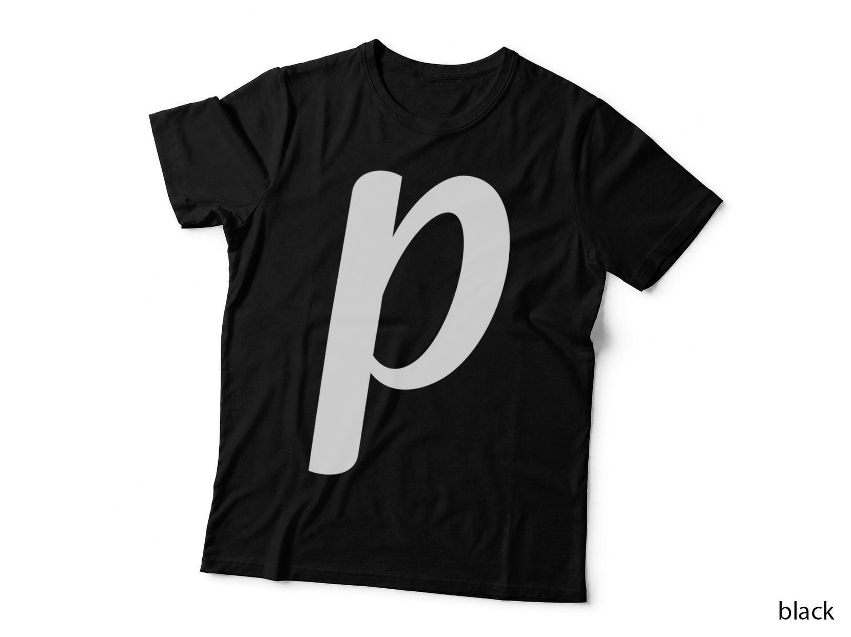 Script Lowercase Letter Cursive P Black 02 T-Shirt
