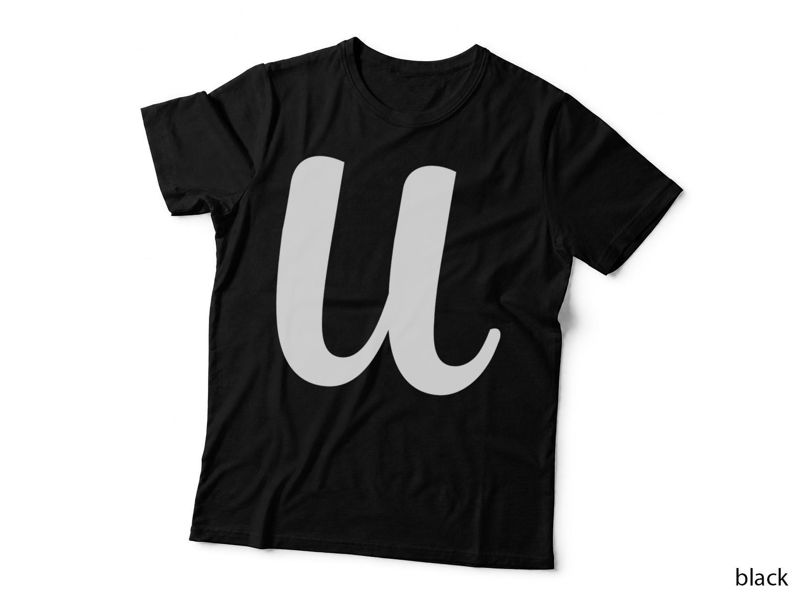 Script Lowercase Letter Cursive U Black 03 T-Shirt
