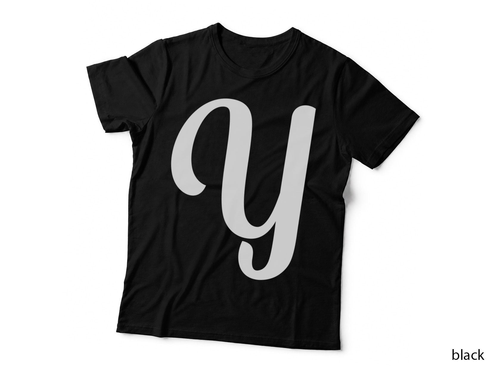 Script Lowercase Letter Cursive Y Black T-Shirt