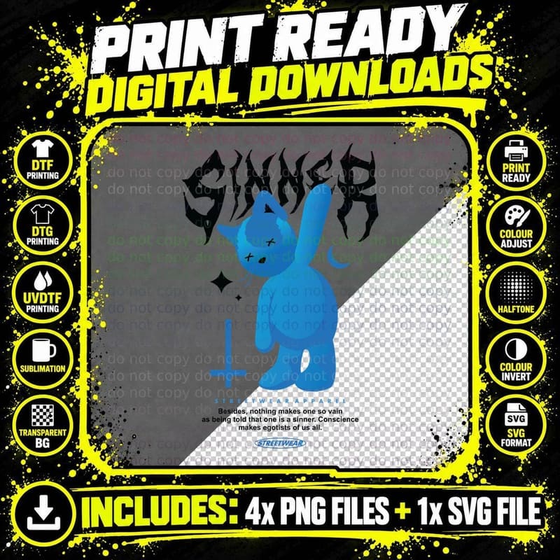 Sinned Besides Nothing Makes One So Vain as Being Blue Png SVG Digital Bundle