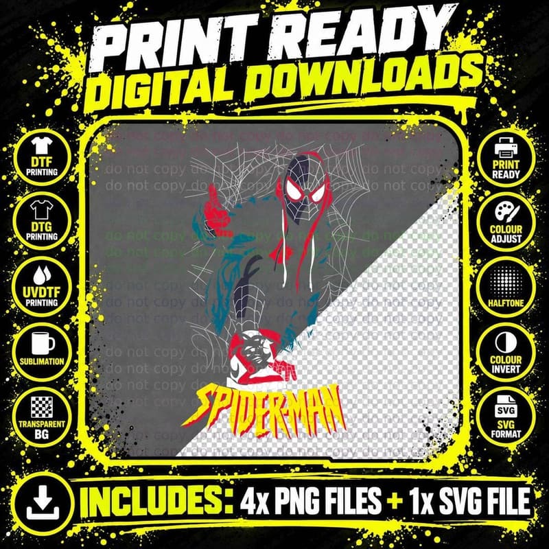 Spider-Man Black Red Teal Suit Web Sneaker Shoe Below Png SVG Digital Bundle