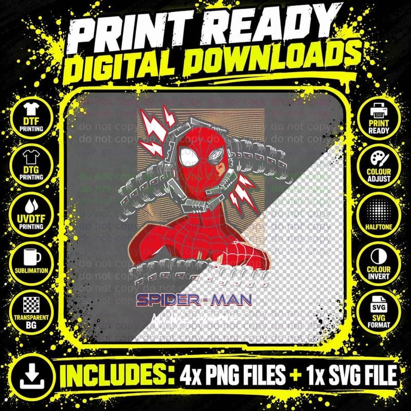 Spider-Man No Way Home Mechanical Iron Spider Arms Png SVG Digital Bundle