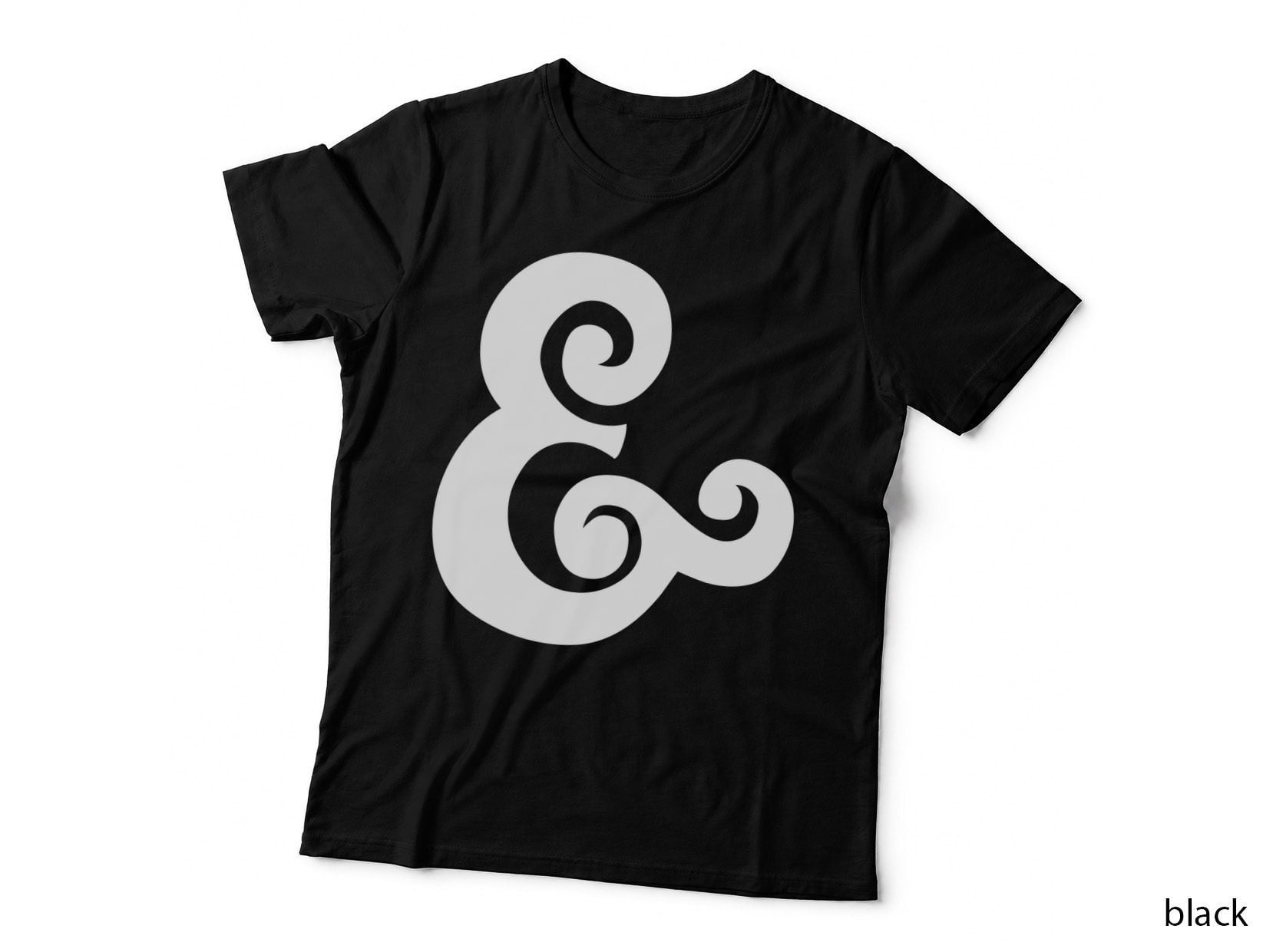 Symbol Ampersand and Solid Black Spiral Decorative Serif T-Shirt
